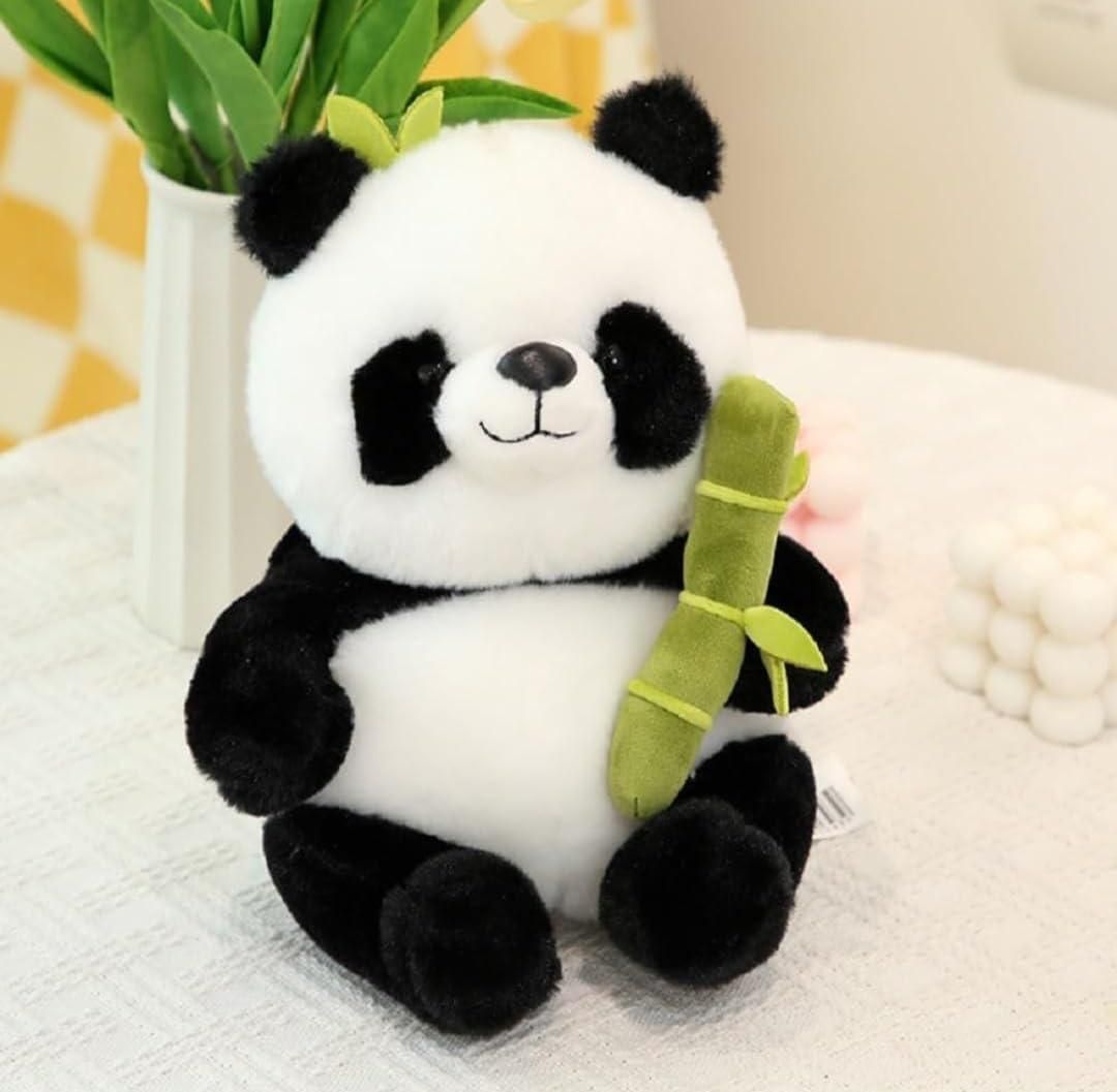 Adorable Panda Plush Toy with Bamboo