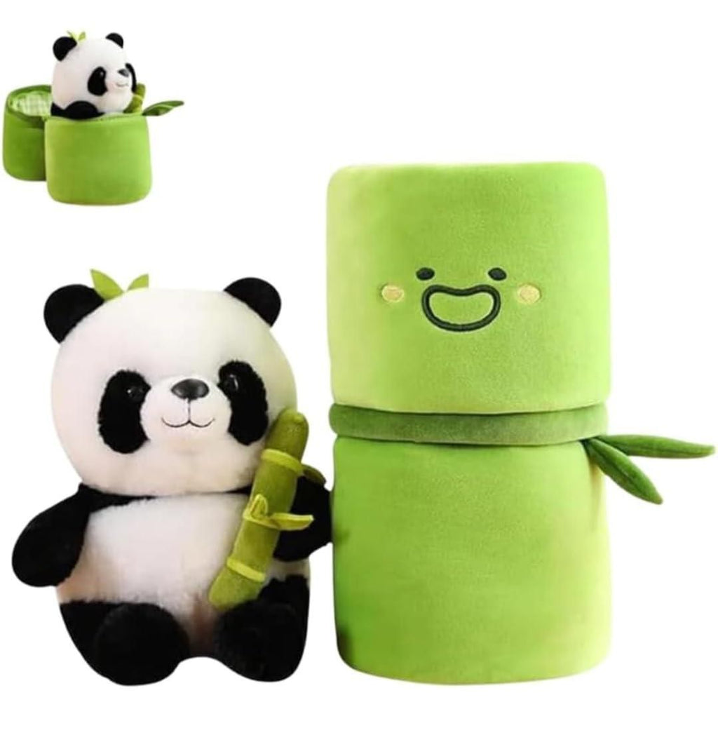 Adorable Panda Plush Toy with Bamboo